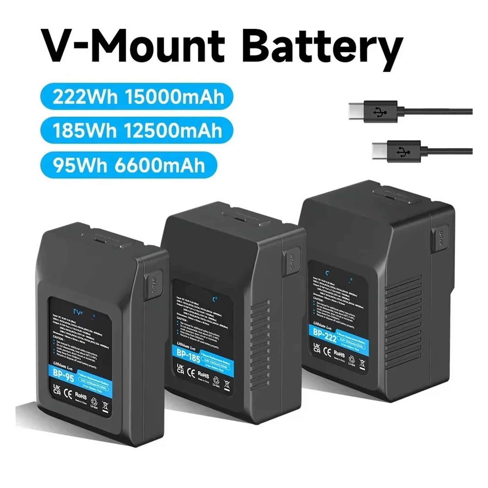 Amazon | Vマウントバッテリー V-Lock BP-222 BP-185 BP-95 BP