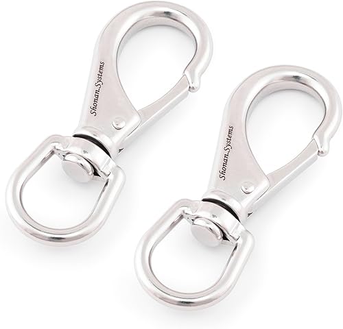 Miniatura 5 de SHONAN - Ganchos giratorios grandes de acero inoxidable, paquete de 2 ganchos resistentes de 4.6 pulgadas, clips de resorte grandes para cuerdas de