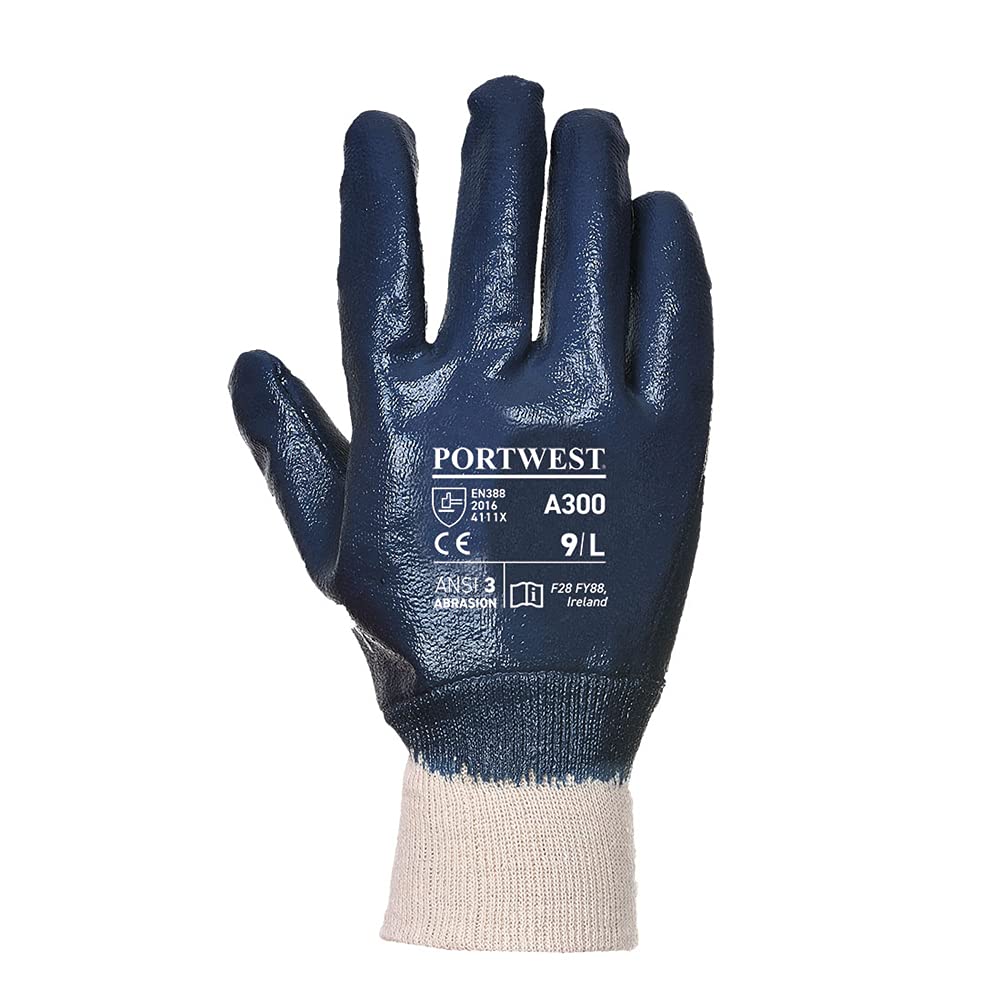Portwest A300 Nitrile Knitwrist Glove Navy, Large