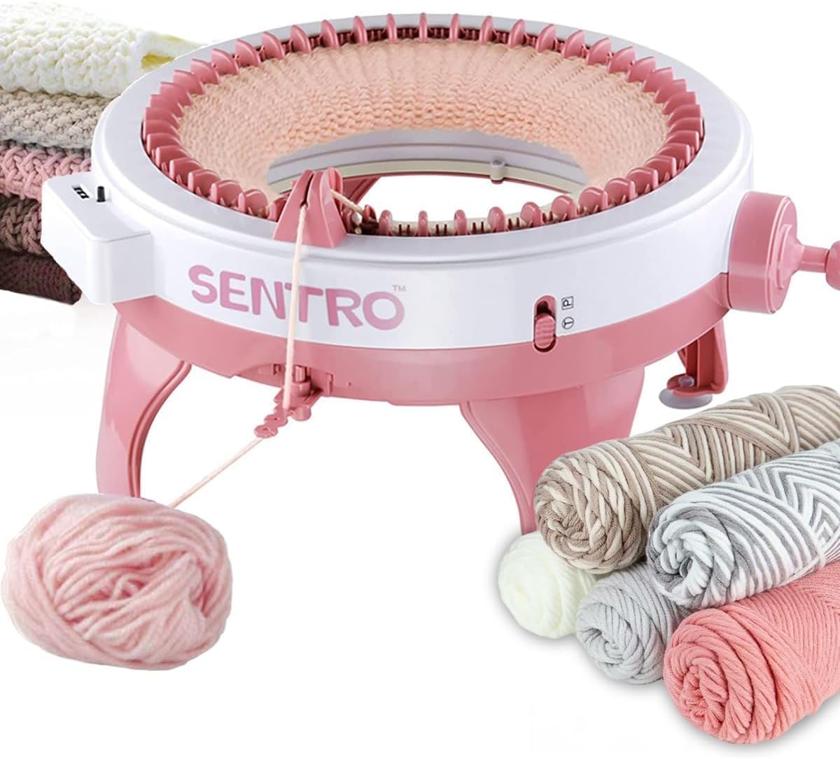 gemsy knitting machine, 40 needles smart knitting board rotating double knit loom machine, knitting loom machine with row counter for kids children adults beginners