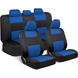 Fundas Para Asientos Duster BDK PolyPro - Juego Completo de Fundas de Asiento de Coche en Azul sobre Negro, Fundas de Asiento Dividido Delantero y Trasero, fáciles de Instalar, Accesorios de Coche para automóviles, Camiones,