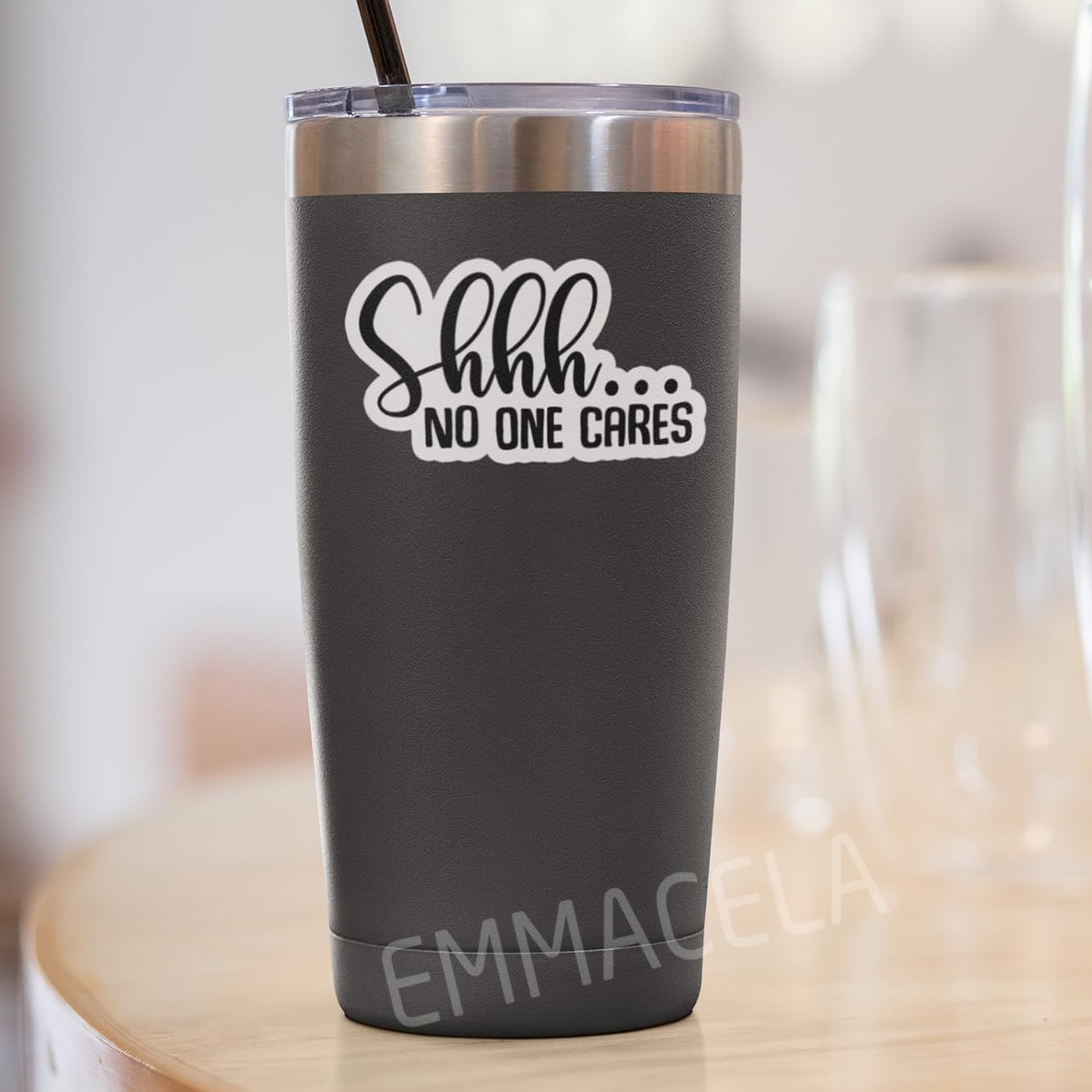 (3PCS) Shhh..No One Cares Sticker, Funny Sarcastic Stickers - Waterproof Vinyl Decal for Laptop, Tumbler, Water Bottle, Scrapbook 3" x 2.7 " image 5
