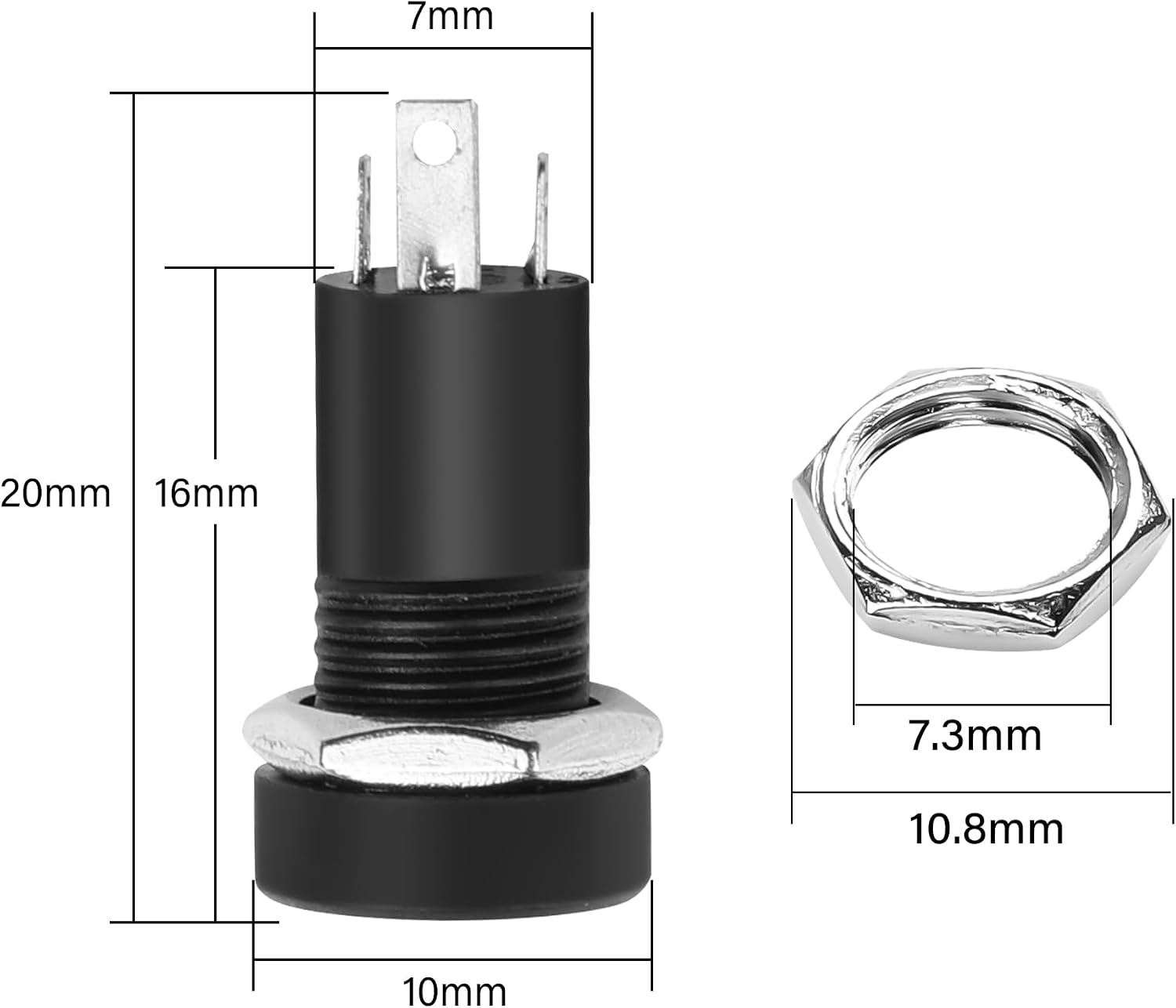 6Pcs 3.5MM Solder Panel Mount Jack Connector，3.5mm 4 Pole Stereo Audio Video Panel Mount Jack Solder Connector with Nuts