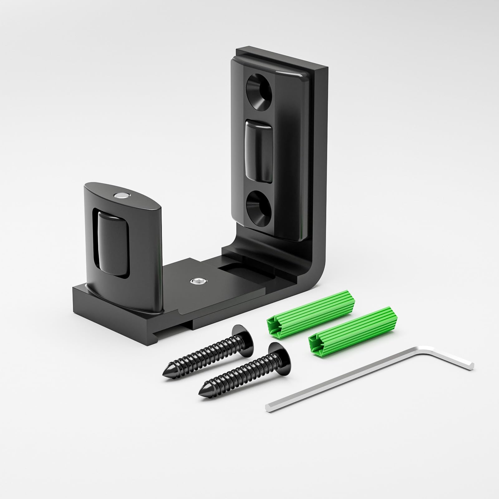 TSMST Vloer voor muur/deur, verstelbare schuifdeur-vloergeleiding, zwart, deurstopper voor deuren met een dikte van 25-48 mm