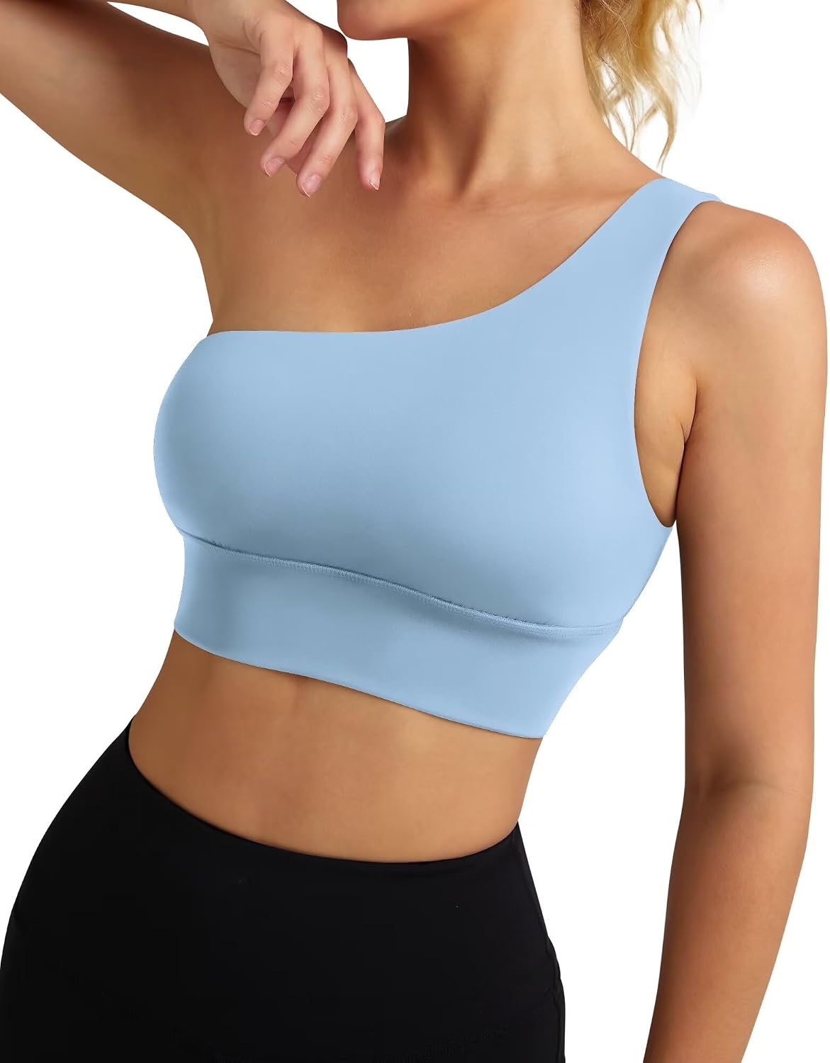 Queenie Ke Womens One Shoulder Sports Bra Left Side Strap Yoga Bras Gym Training Workout Crop Tops image 4