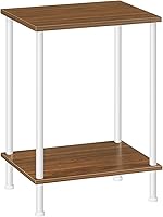 Vista 21 de HOOBRO Mesa auxiliar, mesa lateral pequeña, mesita de noche con 2 estantes de almacenamiento, mesa de sofá para espacios pequeños, sala de estar