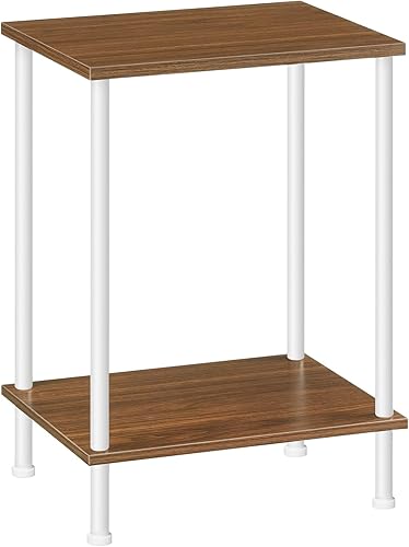 Miniatura 21 de HOOBRO Mesa auxiliar, mesa lateral pequeña, mesita de noche con 2 estantes de almacenamiento, mesa de sofá para espacios pequeños, sala de estar,