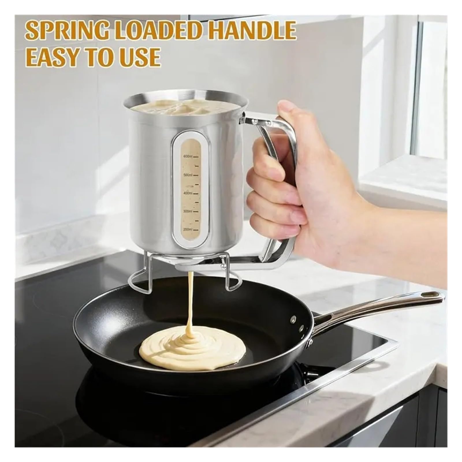 Genérico Distributeur de pâte à crêpes 30OZ avec fenêtre visualisation en Acier Inoxydable