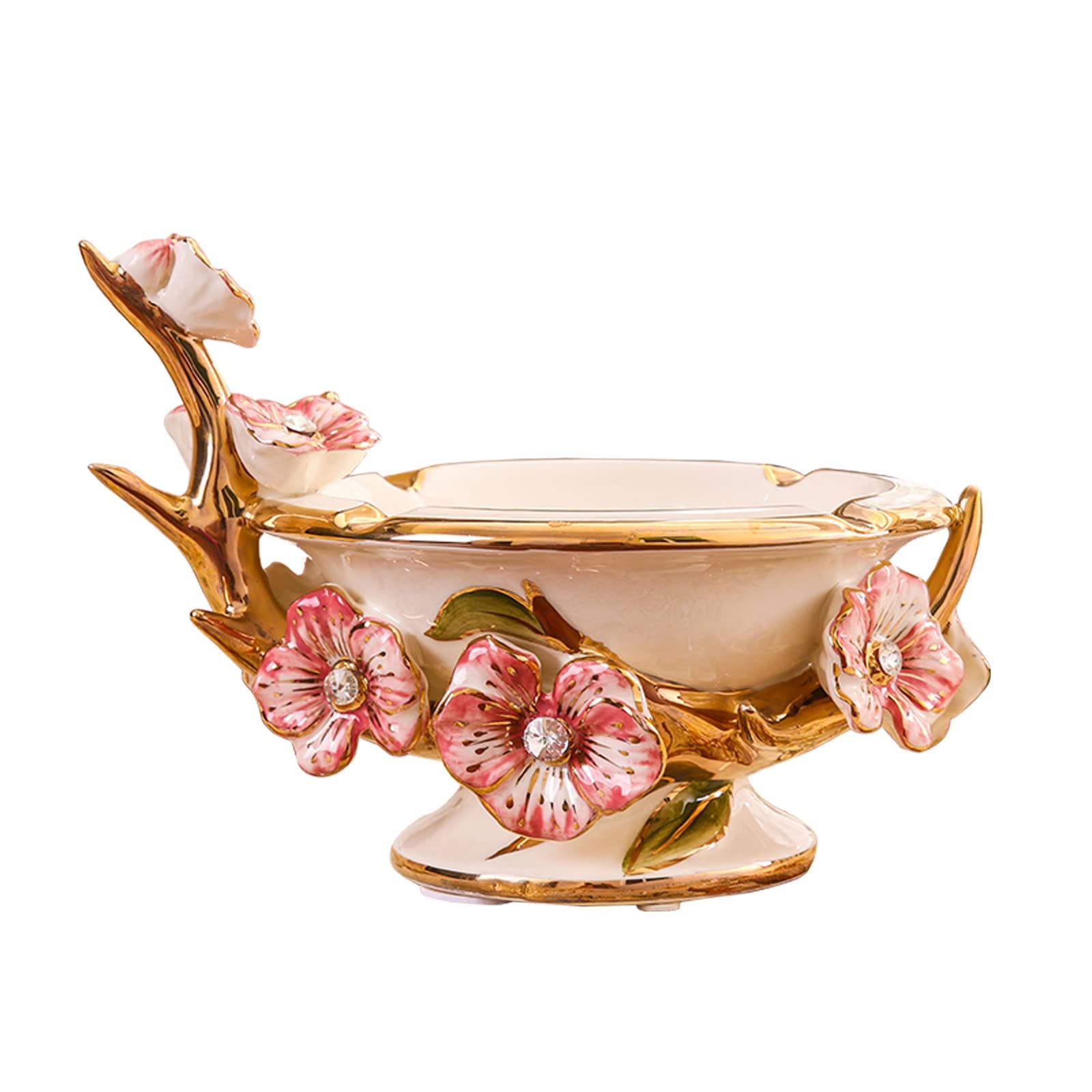 Sdgeryeeg Onecolor Ashtray， Luxury Exquisite Carved Decoration Ceramic Anti Fly Ash Smoking Tray