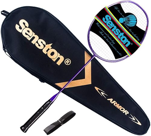 Senston Raqueta de bádminton N80 Raqueta de bádminton de fibra de carbono, sola raqueta de bádminton profesional