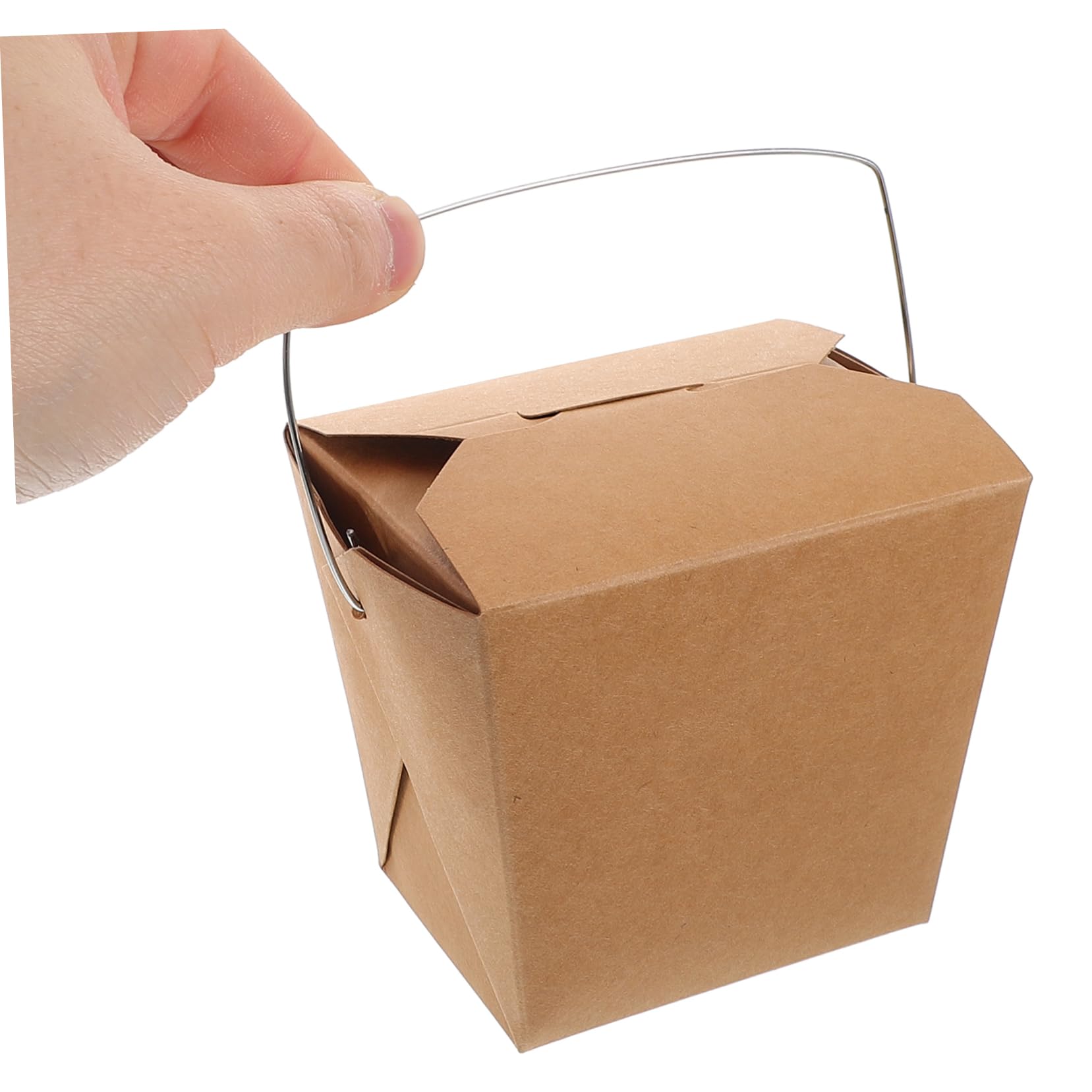OUNONA Scatole Asporto Alimenti 50 Pezzi in Carta Ferro con Manico | Colore Coffee, Design con Filo Metallico, per Varie Occasioni di Pranzo e Picnic