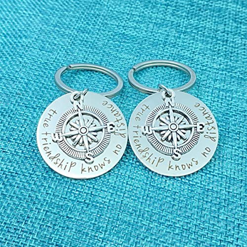 Best Friend Keychain Gift Long Distance Friendship Keyring True Friendship Knows No Distance Keychain For Women Men Teen Girls Besties Bff Moving Going Away Christmas Wedding Birthday Jewelry Gifts #TOP1
