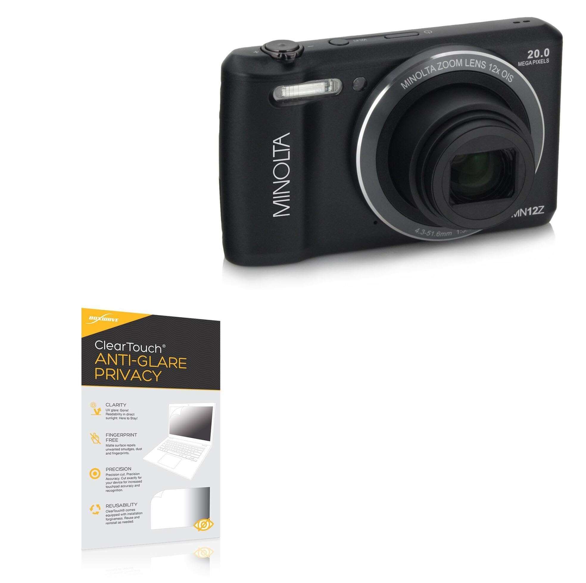 BoxWave Screen Protector Compatible With Minolta MN12Z - ClearTouch Anti-Glare Privacy (2-Pack), Privacy Screen Protector Flexible Film Anti-Glare