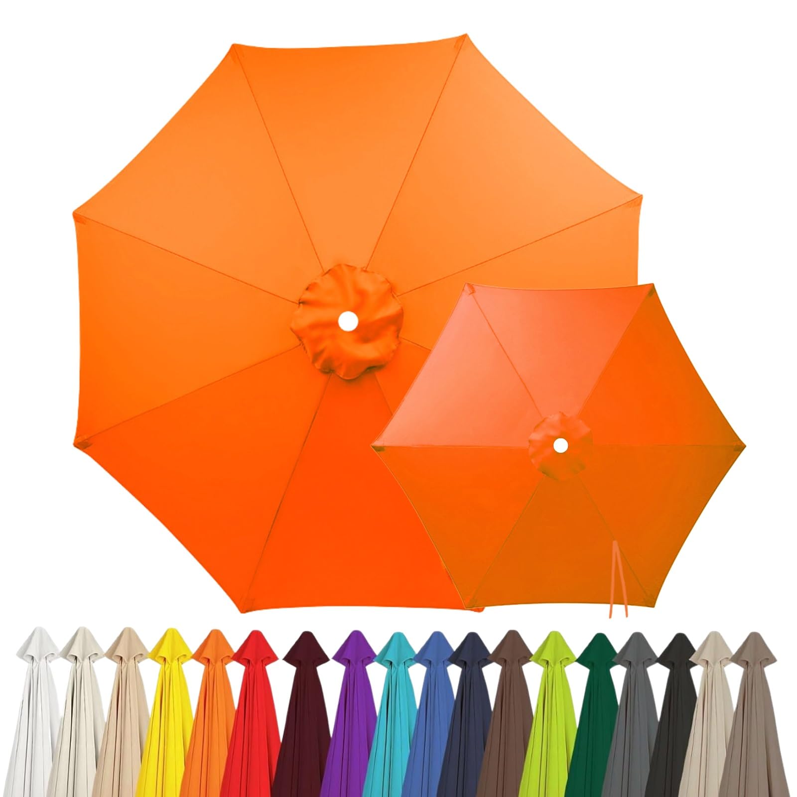 2m 2.15m 2.5m 2.7m 3.0m 4.0m Replacement Parasol Canopy for 6/8 Arms, Waterproof Outdoor Garden Parasol Fabric Cover, UV Protection Sun Shade Replacement Top Only(Orange,8-RIBS-8.2FT/2.50m)