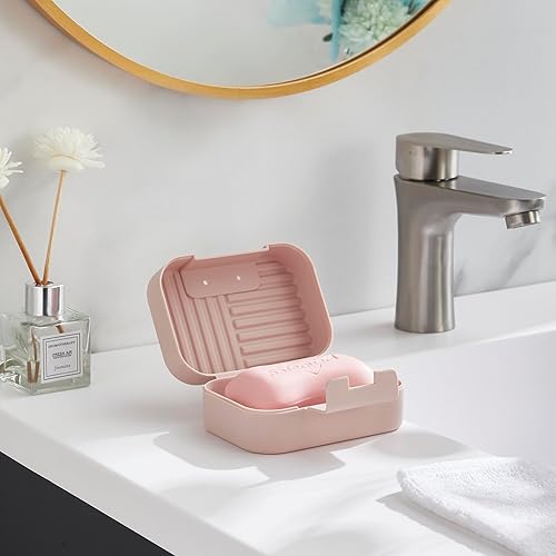 Miniatura 8 de INIUNIK Paquete de 3 soportes para jabón, estuche de jabón de viaje, contenedor de jabón de viaje con tapa, caja de jabón, soporte para barra de