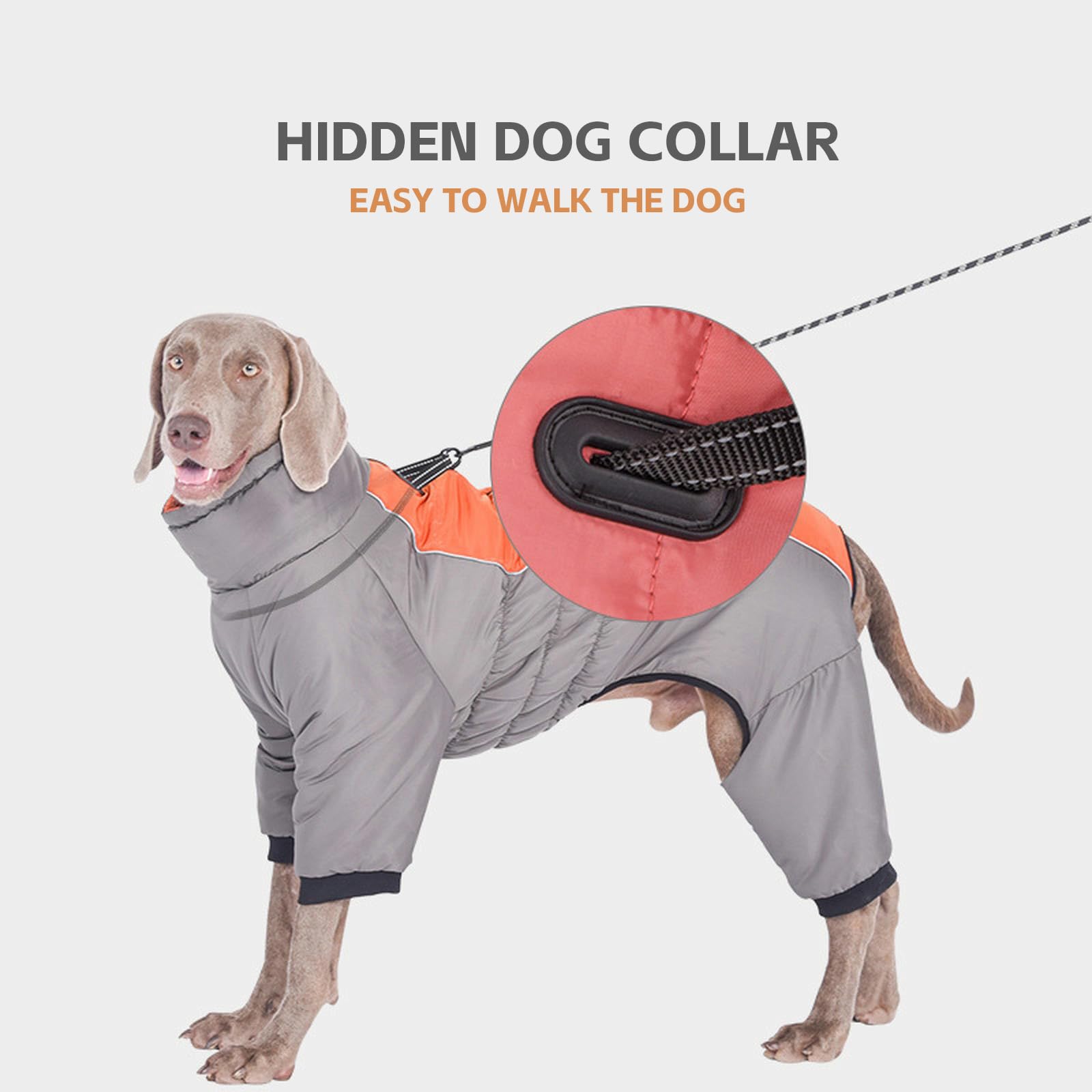 Abrigo de Cuerpo Completo para Perros Grandes, Chaqueta Impermeable de Invierno para Perros, Traje de Nieve cálido de Lana Incorporado, Abrigos para Perros, Ropa para Mascotas