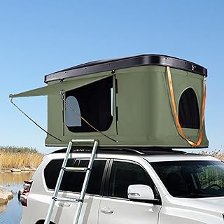 Tenda Telhado Acampamento Suv CaminhãO Com Escada, Barraca Telhado Casca Dura ImpermeáVel Ao Ar Livre Liga AlumíNio, Tendas Telhado Camping Grande EspaçO Adequado Para 2-3 Pessoas