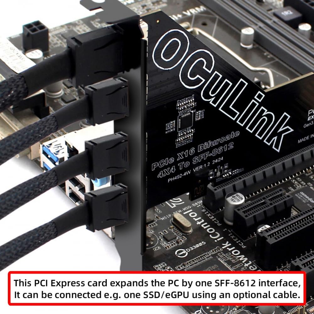 CY Adattatore PCI-Express 4.0 PCIE 16x staccabile per quattro Oculink SFF-8612 SFF-8611 Adattatore VROC Raid0 esterno per U.2 SSD eGPU Dock per scheda grafica esterna