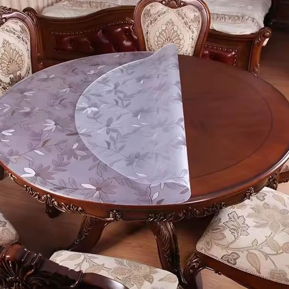 QBYRSSS Transparent Table Cover Protector Transparent Round Tablecloth105cm Waterproof & Oilproof Matt Table Cover 2mm Thick Ideal for Dining Tables & Chair Cushions HeatResistant Protector.