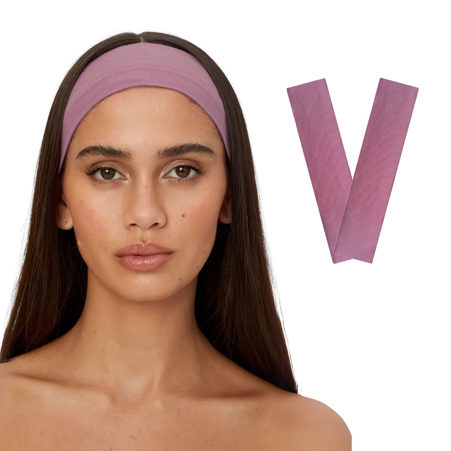SALVIA DIONE 2'li Saç Bandı - Elastik Kaymaz İnce Esnek Pamuk Emici Kadın Saç Bandı Bandana, Unisex Spa Koşu Dans Yoga Pilates Bisiklet Fitness Saç Ter Bandı 2'li Kafabandı Seti (Pembe)