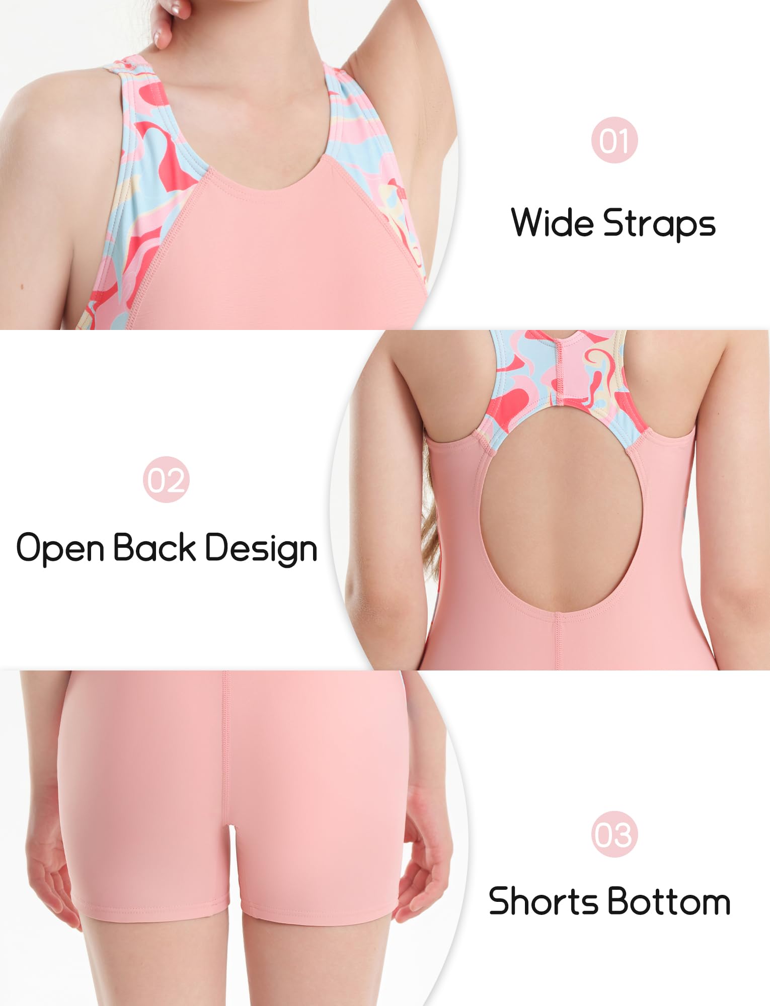 FEOYA Maillot de Bain Fille Une Pièce Anti-UV Combishort Natation Fille avec Bretelles Croisées Maillot de Bain Sport Fille 5-13 Ans