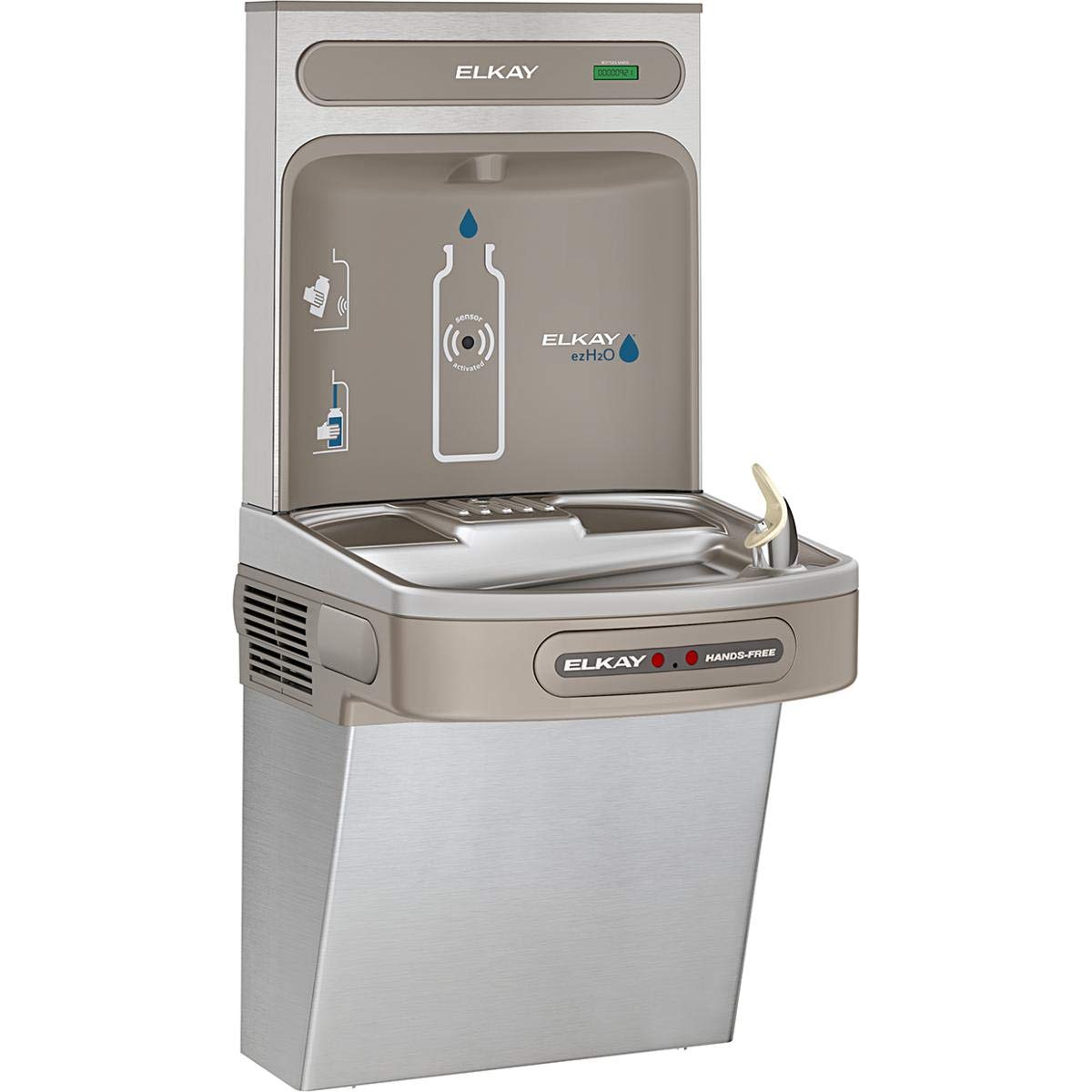ElkayEZO8WSSK EZH2O Bottle Filling Station with an ADA Cooler with Cooled Hands-Free Activation, Stainless Steel