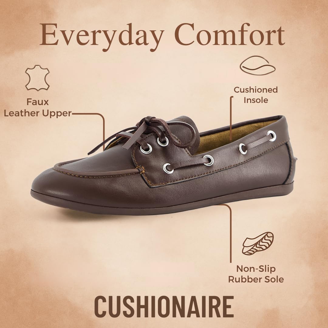 CUSHIONAIRE Anchor - Scarpe da Nautico Leggere da Donna, Mocassini Senza Lacci con Motivo Nautico, Larghezza Disponibile