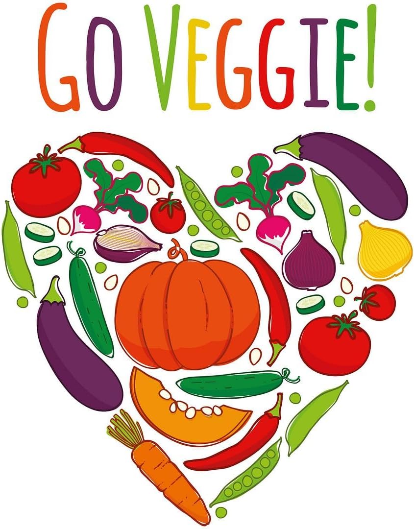 CVANU Go Veggie! Colorful Vegetable Printed Kitchen Wall Sticker for Wall Decoration (24.4X18.8inch)_K006
