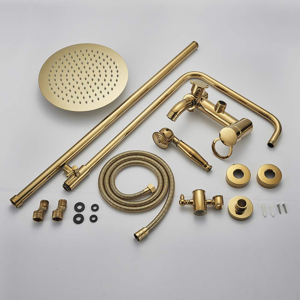 Zalydala Duschsystem In Gold – Antik Design Mit Regen-Effekt & Handbrause | Wandmontage Für Bad & Wellness