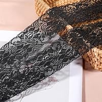 Spitzenband Schwarz, 7 cm Vintage Spitzenborte Weich Spitzenstoff Posamentenborte Lace Trim für DIY Kleid für Hochzeit Dekorationen Tischdeko Nähen Brautkleid Basteln Geschenkband Handwerk, 5 m