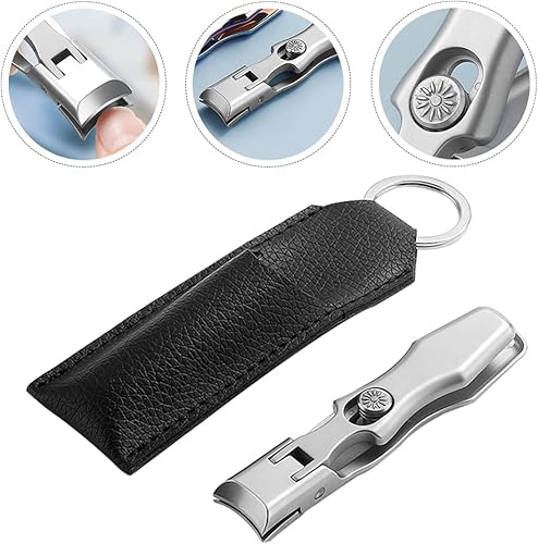 Miniatura 9 de Cortaúñas plegable autobloqueante, cortador de uñas de acero inoxidable, bloqueo de seguridad, apertura de mandíbula extra grande y ancha, sin uñas,