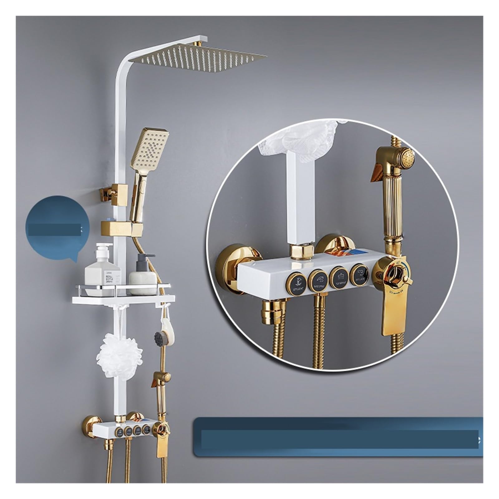 Douche à effet pluie pressurisée et mitigeur thermostatique à bouton S1816WG-TH-4G