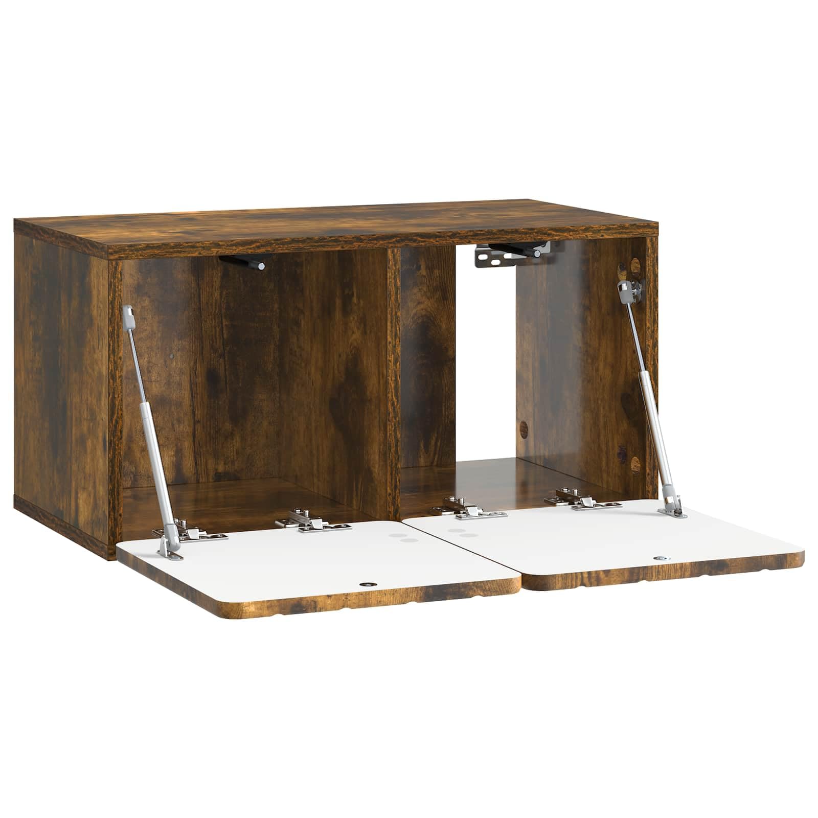 Hothingwell TV-Wandschrank, 59,5 x 31 x 30 cm, Eichenrauch, Holz | Drehtüren 90°, minimalistisches Design, platzsparend, feuchtes Tuch