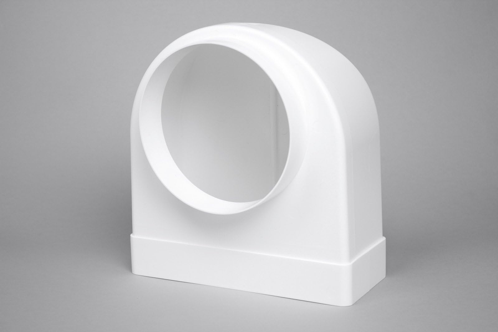 220mm x 90mm Megaduct Flat Channel Ducting 90º Bend to 150mm Round - White Plastic
