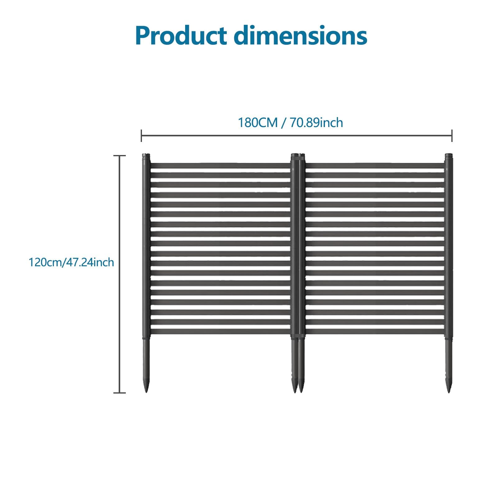 Aptliton Gartenzaun 2 Sets, PE+Metall Steckzaun 180cm(l) x 120cm(h) x 5cm(t), Dekorativer Gitterzaun Ohne Graben, Wetterfeste Tierbarriere Für Garten, Terrasse, Blumenbeet, Hof, Schwarz