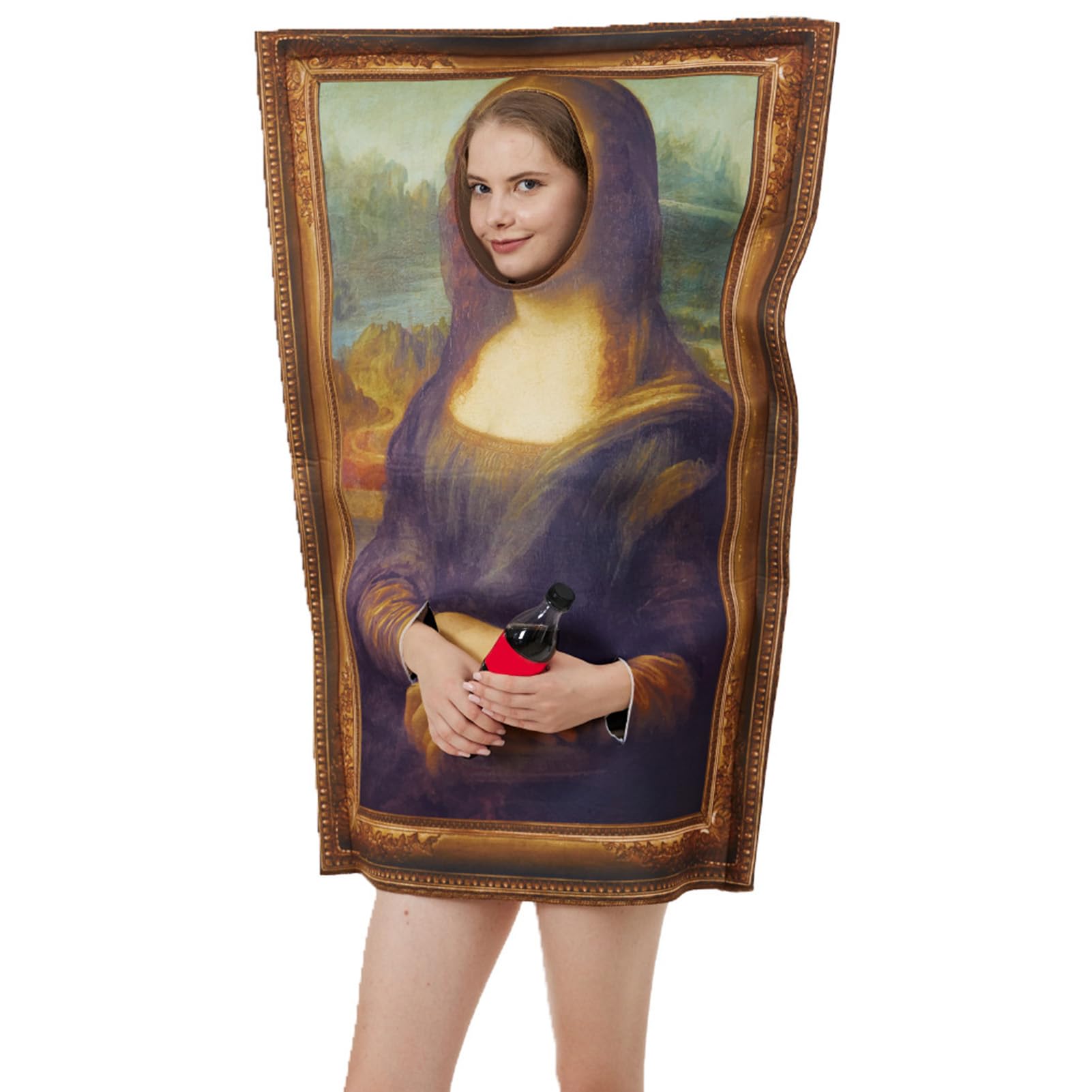 BROLEO Mona Lisa Costume, Chemical Fiber Blends Tear Resistant Wear Proof Interesting Shapes Mona Lisa Mural Costume Attention Grabbing Appearance Famous Paintings Costume for Halloween