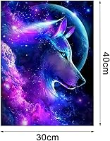 Vista 2 de Pintura de diamante 5D para bricolaje, kits de pintura de diamante de lobo, pinturas de bordado de diamantes de imitación de cristal para adultos