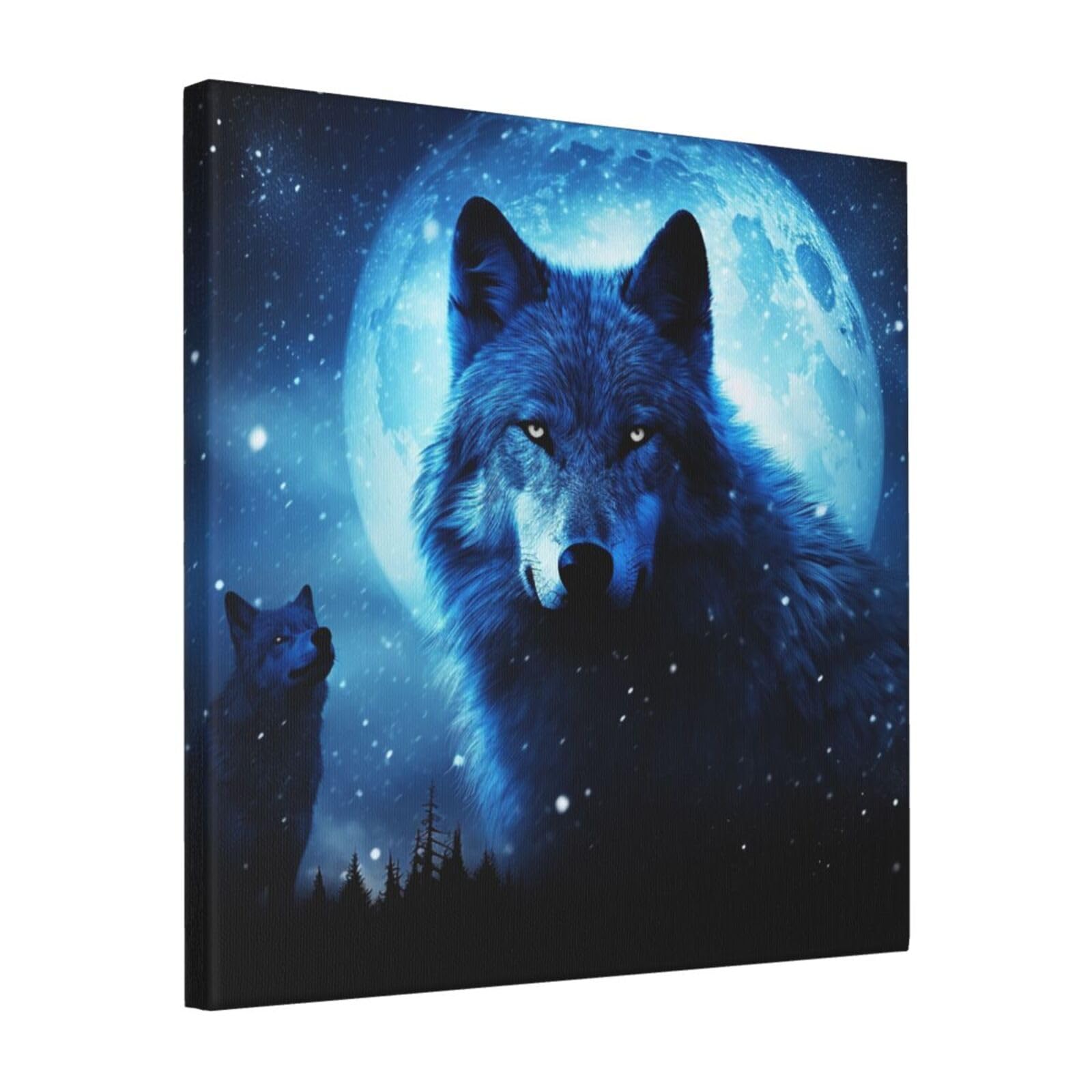 KLOPH Wolfs Canvas Wall Art for Living Room 16"x16" Modern Artwork Painting for Bathroom Hanging Canvas Prints Aesthetic Wallart for Bedroom Kitchen Office Wall Decor