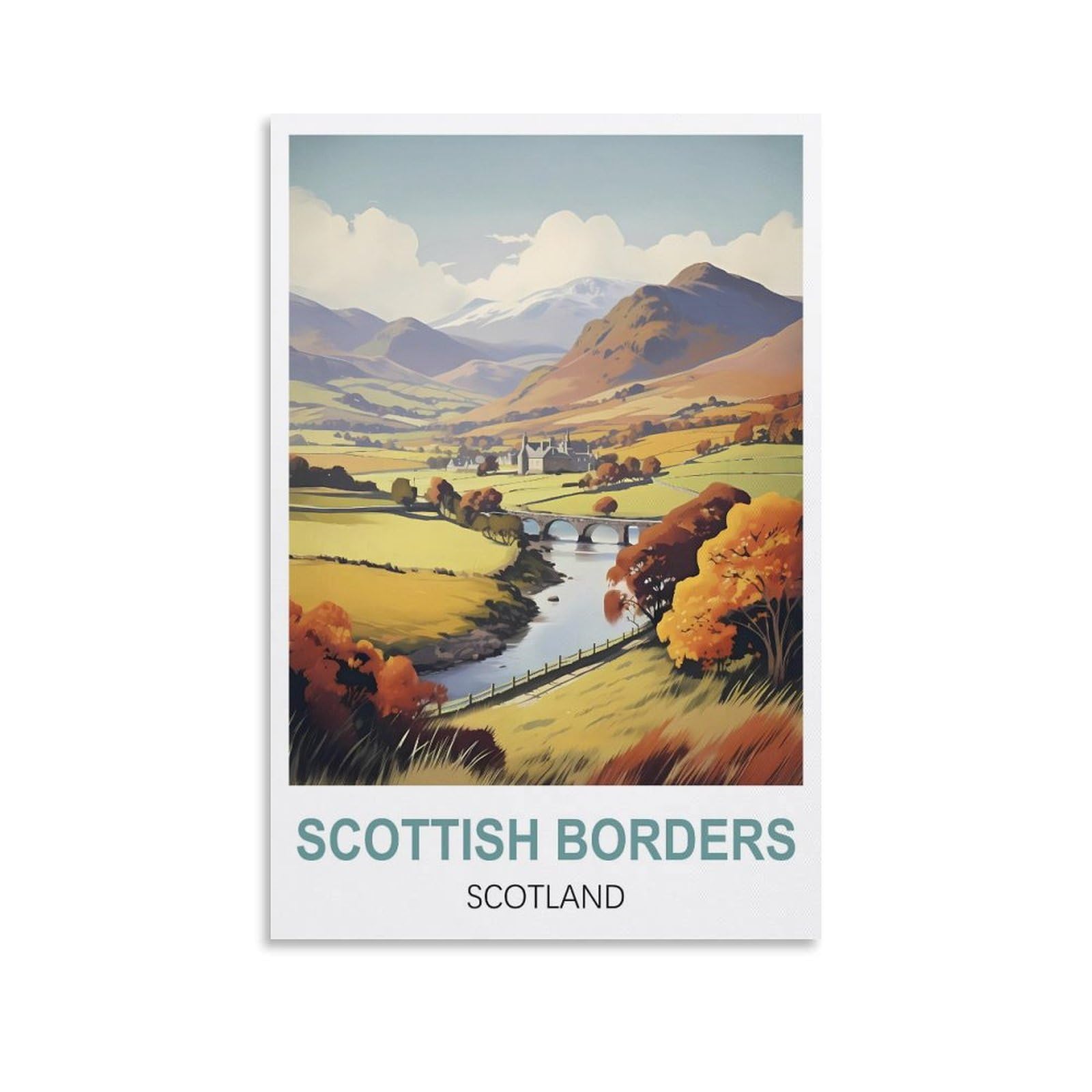 Whcheeh Unframe-Style Scottish Borders Scotland Vintage Travel Posters 08X12inch(20X30cm) Canvas Art Print Wall Art Decor Picture