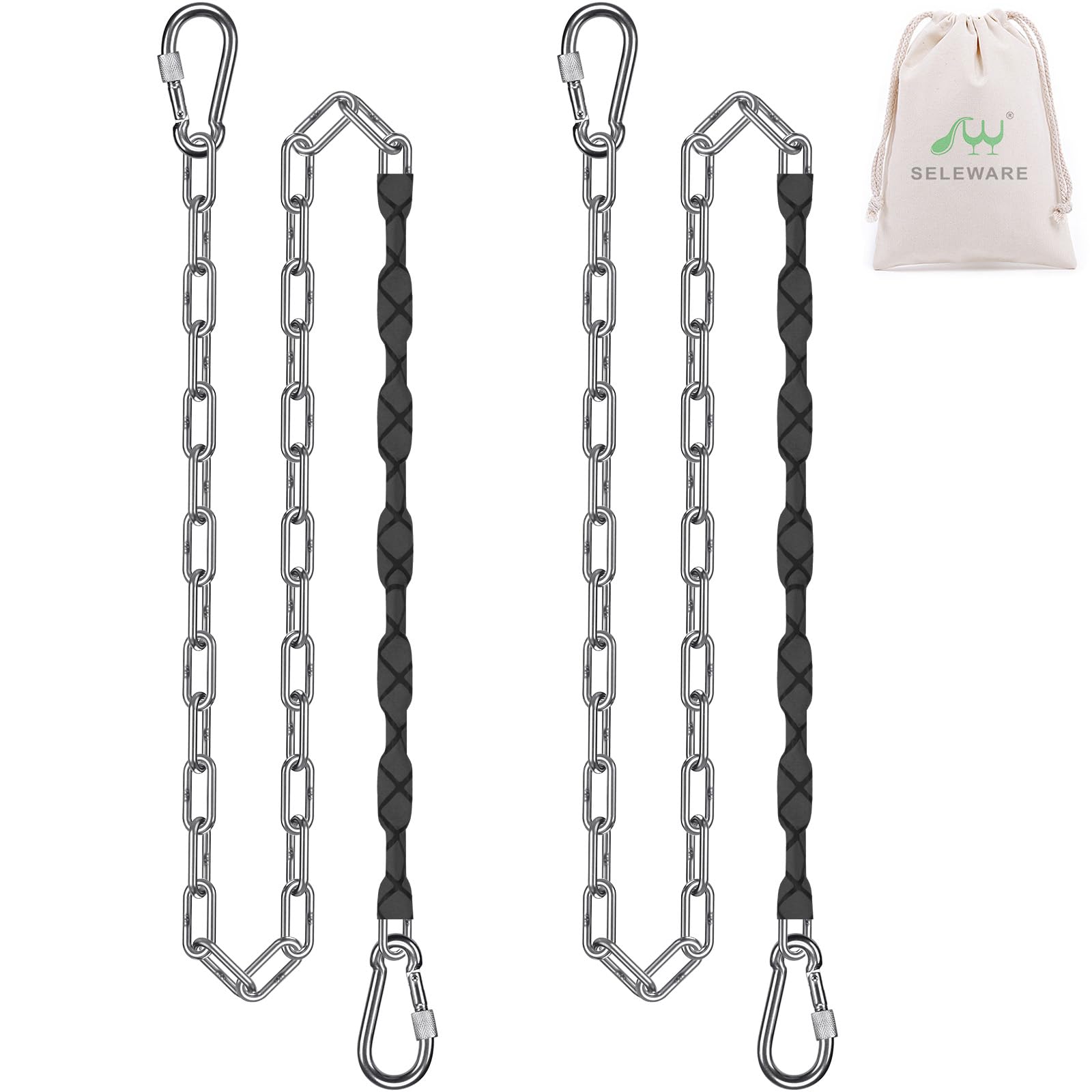 SELEWARE 2 Pcs 85" Stainless Steel Hanging Chains Heavy Duty Swing Chains