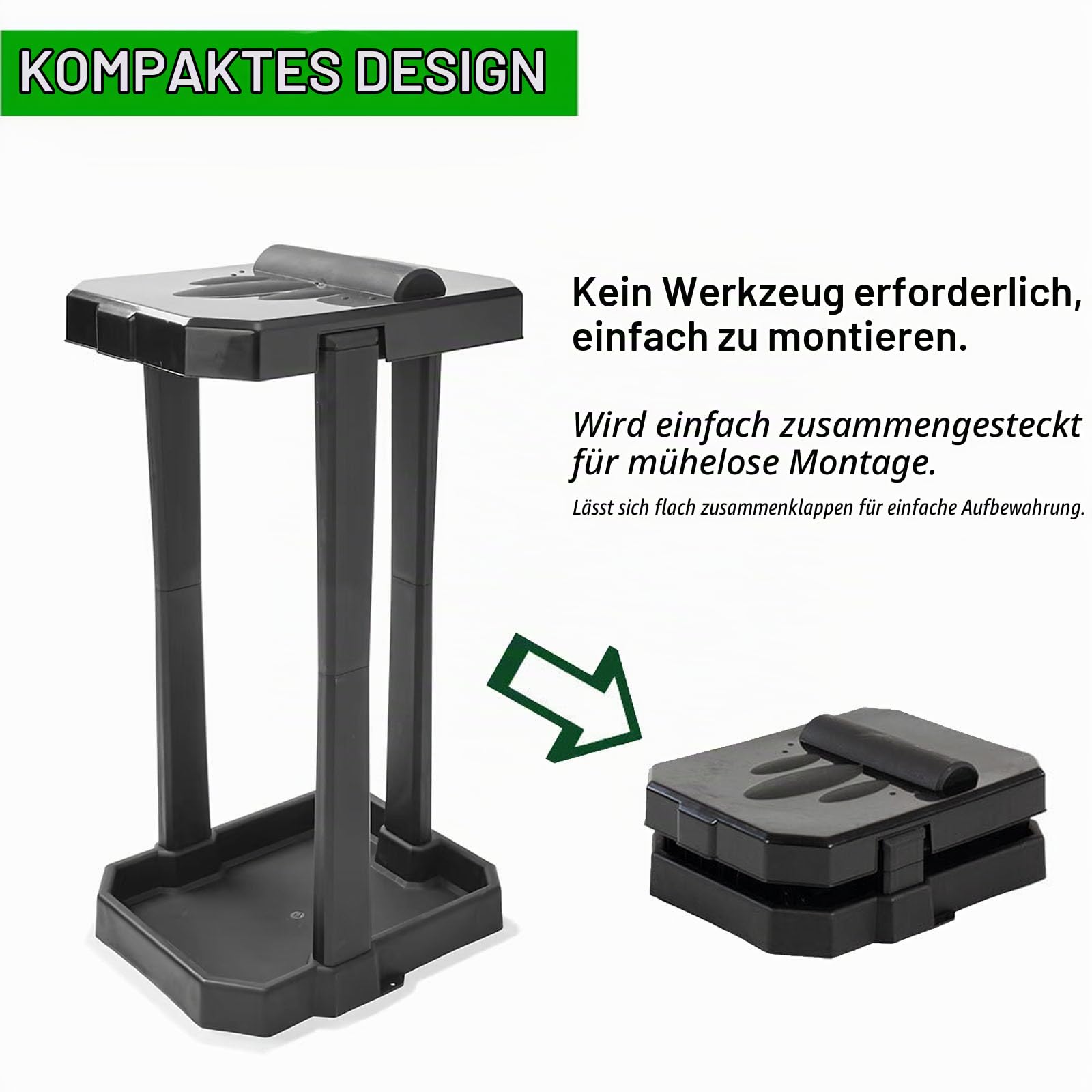 HOLAKIT Zusammenklappbarer Müllsackhalter mit Verstärkten Beinen und Integriertem Innenfach, Tragbare Mülltonne, Outdoor-Abfalleimer mit 20 Müllbeuteln für Camping, Wohnmobil, Picknick und Zuhause