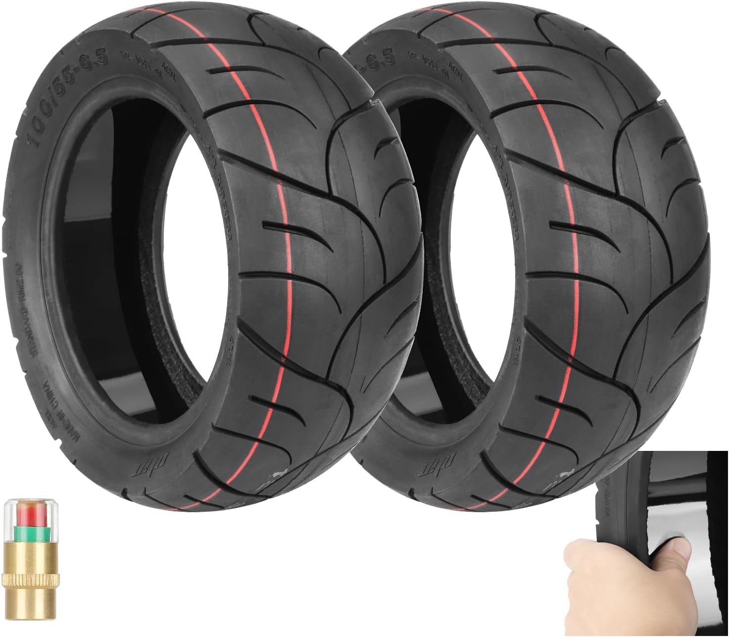 100/55-6.5 Vacuum Tire 11 Inch with Built-in Live Glue Repairable for Dualtron Ultra2 THUNDER II Kaabo Wolf Warrior Scooter 2PCS