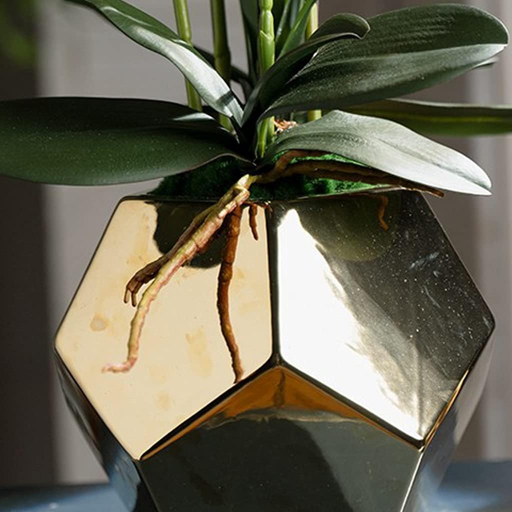 Vase Decor Light Luxury Simulation Phalaenopsis Decorative Vase Set Artificial Flower Vase Decoration Art Decoration Vase Decorations for Wedding Decoration (Gold+flower6 40 * 30 * 62cm) image 3