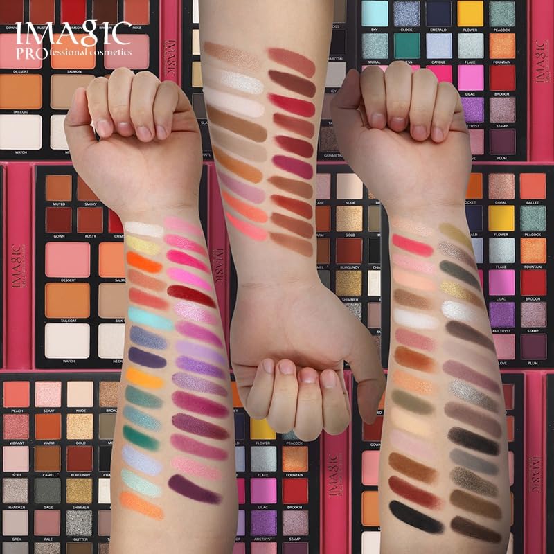 Image of IMAGIC Elegant Makeup Eyeshadow Palette, All In One Set 79 Colors Makeup Kit Matte Shimmer Eye Shadow Highlighters Contour Blush Powder All In One Makeup Palette 99.5g