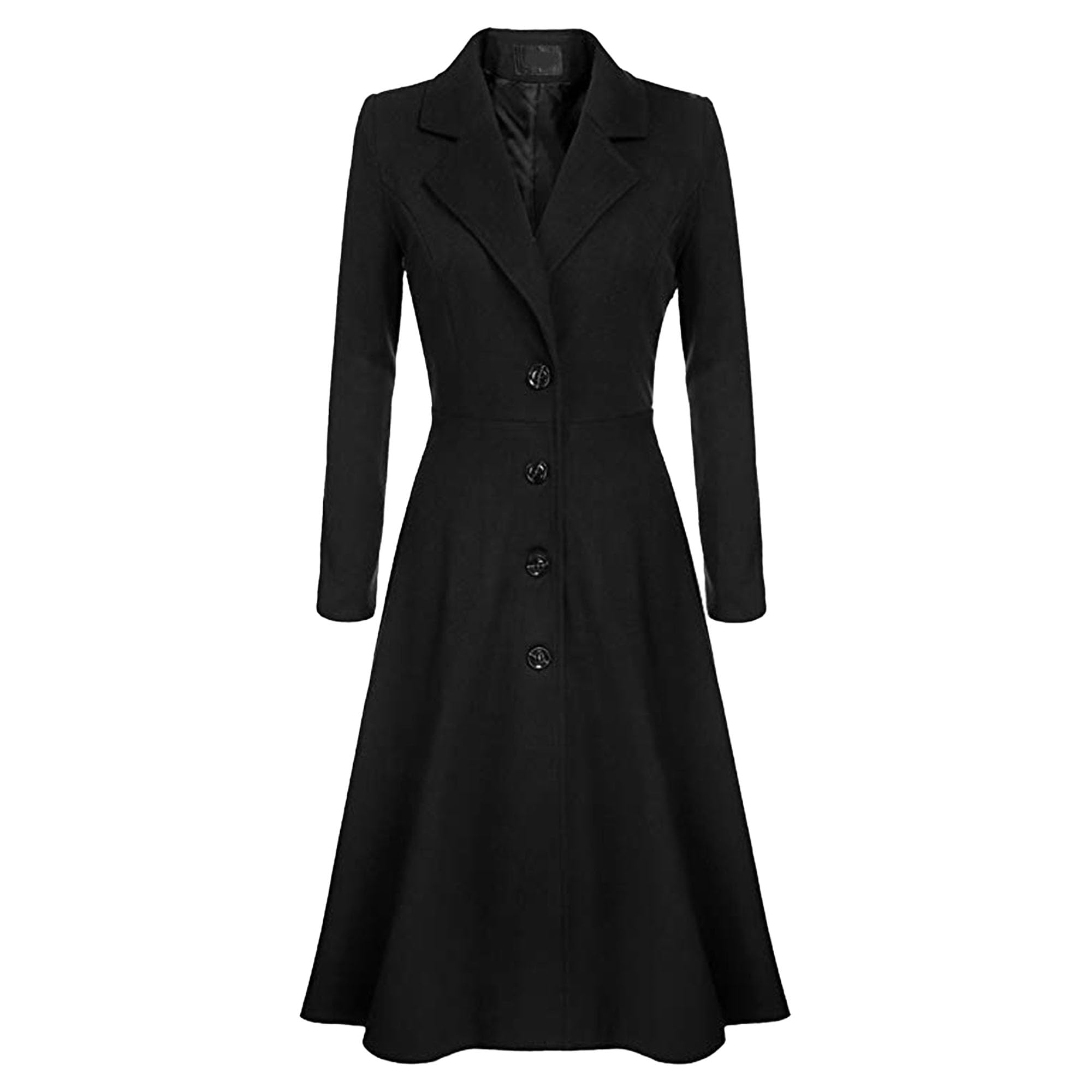 Maiyifu-GJ Womens Winter Warm Wool Dress Overcoat Notch Lapel Single Breasted Coat Elegant Lapel Long Trench Coat Jacket