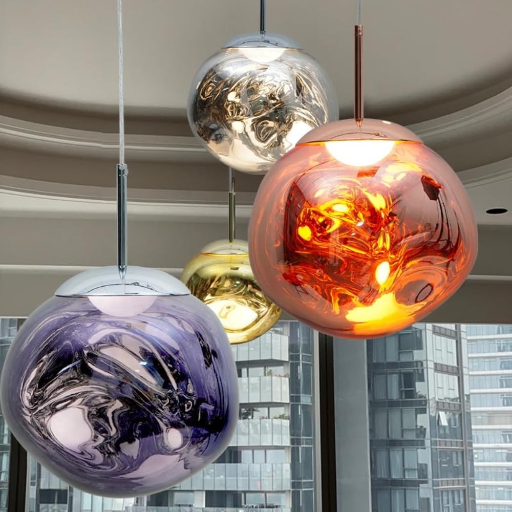 LYMSXAZOU Silver Lava Lamp Pendant Light - Unique Chandelier for Staircase, Villa, Duplex, Living Room, Dining Bar Counter