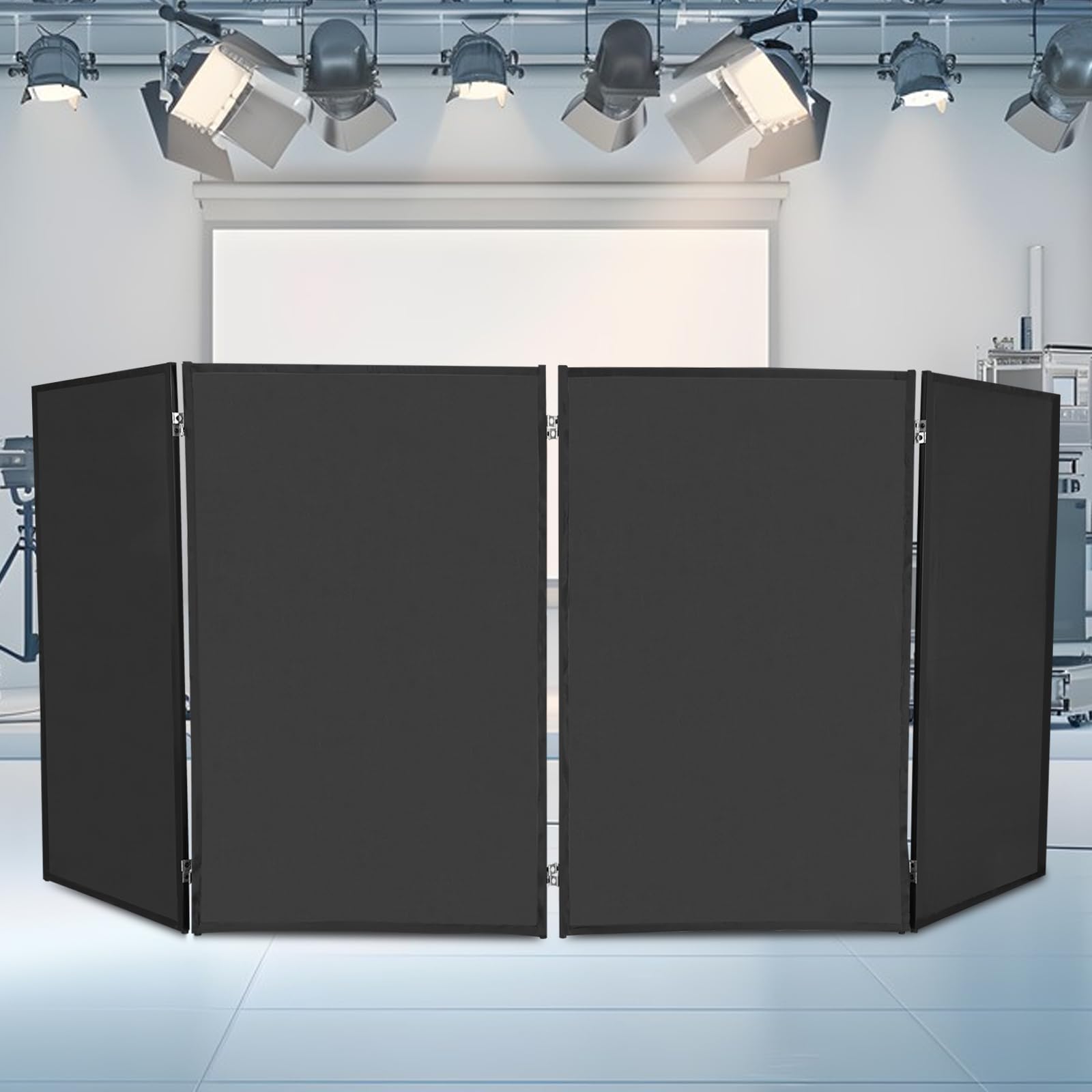 DYNAMI DJ Foldable Booth Panels, Black Portable DJ Facade Booth with Carrying Bag,Free Standing Facade Event Booth Panels,4 Detachable Panels
