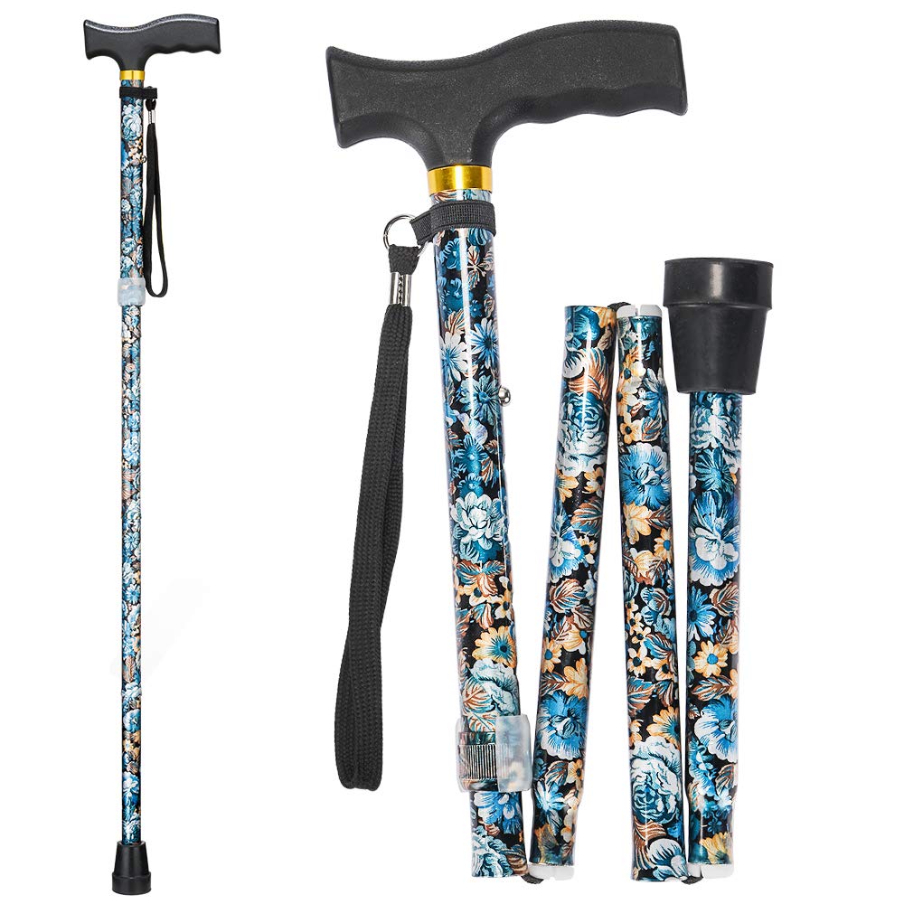 Folding Walking Cane, LIXIANG, 5Level Height Adjustable Walking Stick