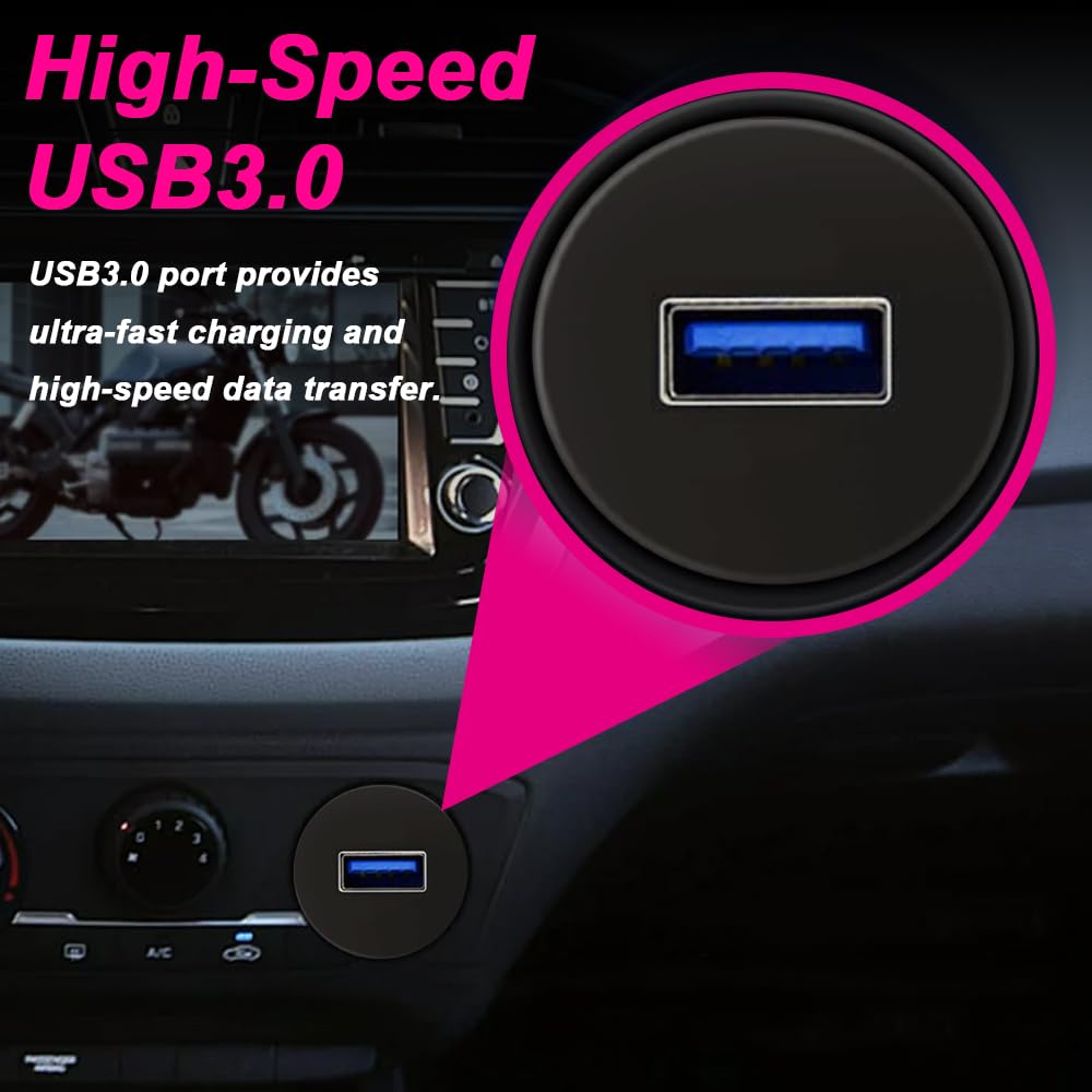 USB 3.0 Auto-AUX Unterputzkabel 1 M – Bündige Montage Für Armaturenbrett, Für Auto, Boot, Motorrad