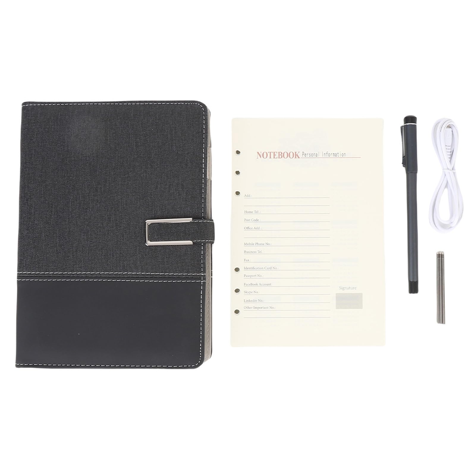 Digital Smart Pen Notebook -Set, Echtzeit -Digitalisierung Sync Convert in Text Bluetooth Notebook SmartPen Schreibset für Android -Telefone Tablets, Lernen, Büronotiz und (Black)